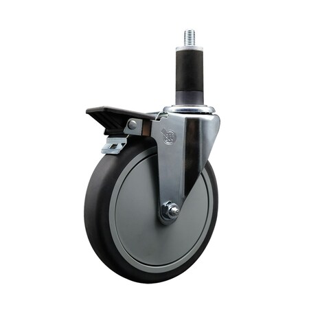 Service Caster 6'' Thermoplastic Rubber Swivel 1-1/4'' Expanding Stem Caster with Brake SCC-EX20S614-TPRB-PLB-114